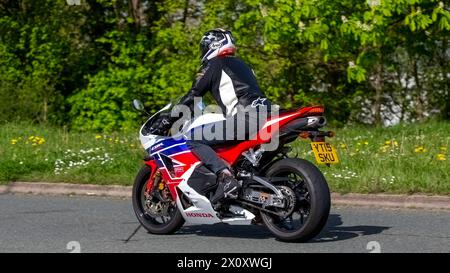 Milton Keynes,UK- Apr 14th 2024: 2015 Honda CBR motorcycle on a British road Stock Photo