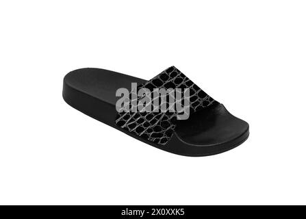 black slide in slipper isolated on white background Stock Photo