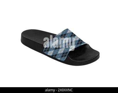 check and black slide in slipper isolated on white background Stock Photo