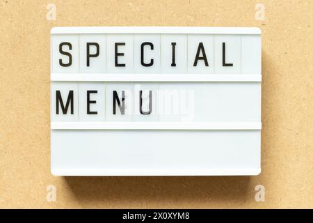 Lightbox with word special menu on wood background Stock Photo