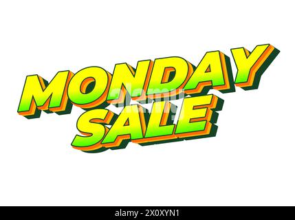 Monday sale. Text effect design in 3D style with eye catching colors Stock Vector