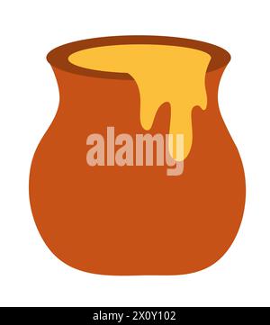 Honey pot. Vector illustration for honey design, beekeeper branding, industry. Stock Vector