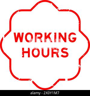 Grunge red working hours word rubber seal stamp on white background Stock Vector