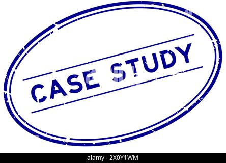 Grunge blue case study word oval rubber seal stamp on white background Stock Vector