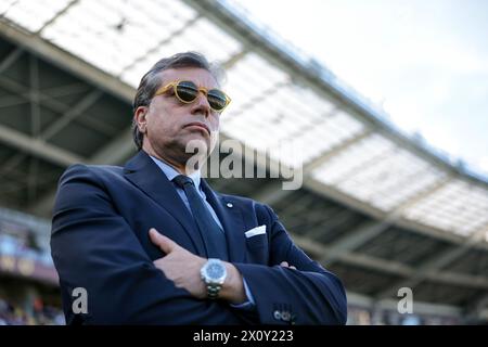Turin, Italy. 13th Apr, 2024. Cristiano Giuntoli Juventus Director of Sport looks on prior to kick off in the Serie A match at Stadio Grande Torino, Turin. Picture credit should read: Jonathan Moscrop/Sportimage Credit: Sportimage Ltd/Alamy Live News Stock Photo