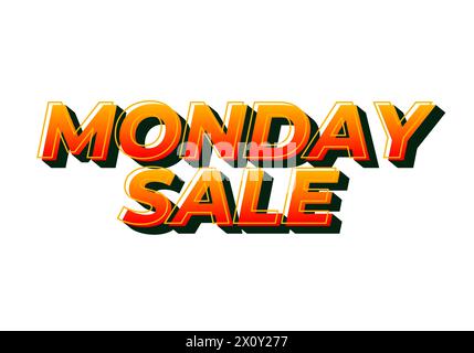 Monday sale. Text effect design in 3D style with eye catching colors Stock Vector