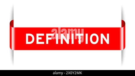 Red color inserted label banner with word definition on white background Stock Vector
