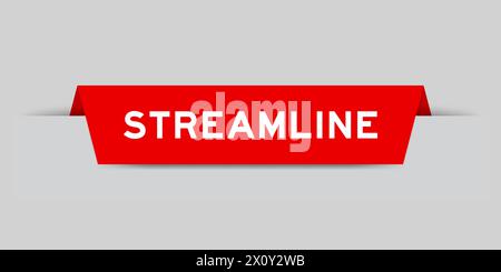 Red color inserted label with word streamline on gray background Stock Vector