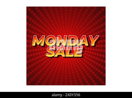 Monday sale. Text effect design in 3D style with eye catching colors Stock Vector