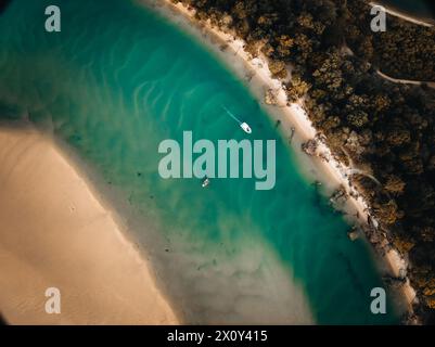 Aerial Drone view of Noosa River, Byron Gold Coast Sunshine Coast, Australia. Stock Photo