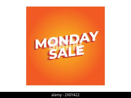 Monday sale. Text effect design in 3D style with eye catching colors Stock Vector