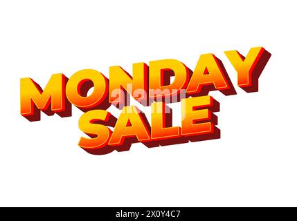 Monday sale. Text effect design in 3D style with eye catching colors Stock Vector