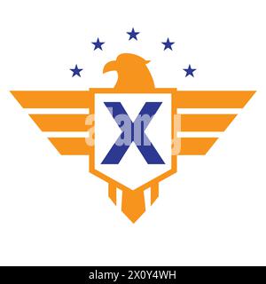 Initial Wing Logo On Letter X For Transportation Symbol Stock Vector