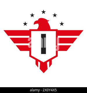 Initial Wing Logo On Letter I For Transportation Symbol Stock Vector