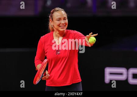 April 14, 2024, Stuttgart, Baden-WÃ¼Rttemberg, Germany: Donna Vekic (CRO) during the 47. Porsche Tennis Grand Prix Stuttgart - WTA500 (Credit Image: © Mathias Schulz/ZUMA Press Wire) EDITORIAL USAGE ONLY! Not for Commercial USAGE! Stock Photo