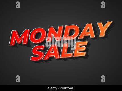 Monday sale. Text effect design in 3D style with eye catching colors Stock Vector