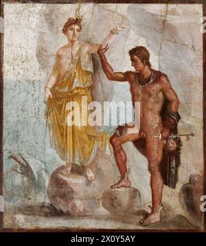 Perseus freeing Andromeda after killing Cetus, 1st century AD fresco from the Casa Dei Dioscuri, Pompeii Stock Photo