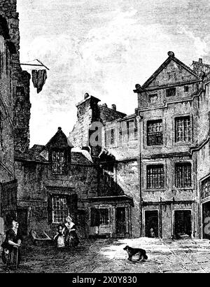 Riddles Court, Edinburgh, Scotland, c1848. Riddles Court became the residence of David Hume (1711-1776), Scottish Enlightenment philosopher, historian, economist, librarian and essayist, in 1751. From 'Memorials of Edinburgh in the Olden Time', by Sir Daniel Wilson (1816-1892), 1848. Stock Photo