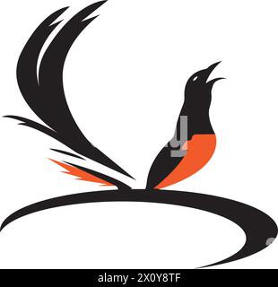 Stone magpie,icon logo vector design illustration Stock Vector