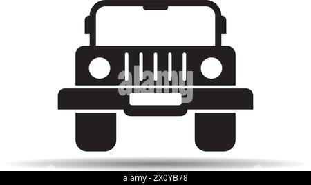 Black 4x4 car illustration front view Stock Vector
