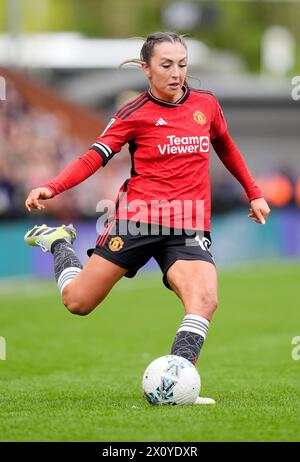 Manchester United's Katie Zelem during the Barclays Women's Super League match at the Mangata Pay UK Stadium, Borehamwood. Picture date: Sunday April 14, 2024. Stock Photo