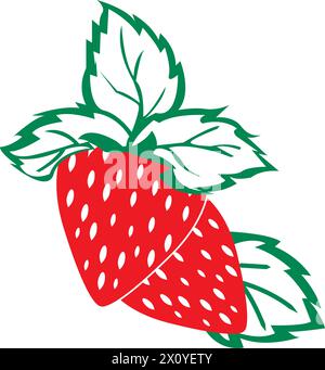 Strawberry fruit icon logo, vector design illustration Stock Vector
