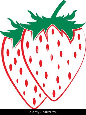 Strawberry fruit icon logo, vector design illustration Stock Vector