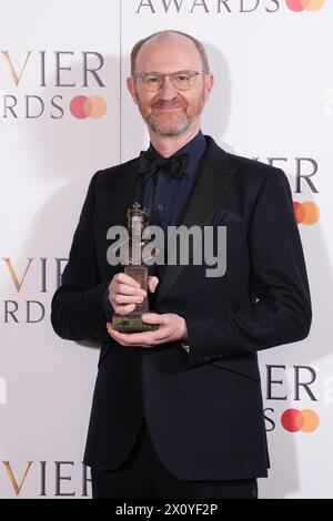 Mark Gatiss in the press room after being presented with the Best Actor Award at the Olivier Awards at the Royal Albert Hall, London. Picture date: Sunday April 14, 2024. Stock Photo