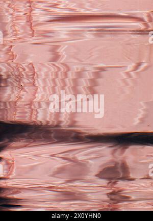 Glitch pattern. Image distortion. Pink color growing artefact analog screen vibration signal error old tv vhs tape line retro abstract background. Stock Photo