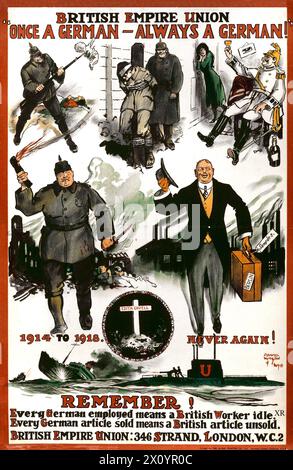 An anti-German post-First World War poster from the British Empire Union, including Cavell's grave Stock Photo