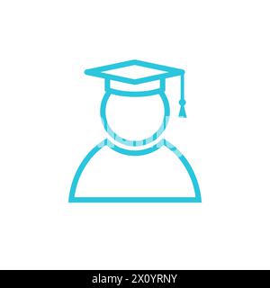 Person with graduation academic hat. Isolated on white background. From blue icon set Stock Vector