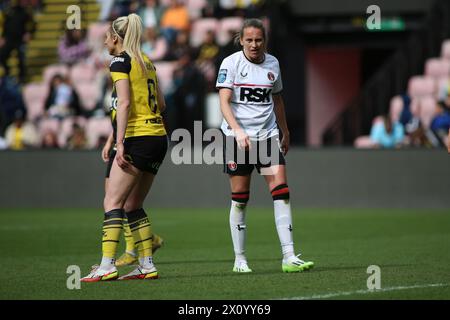 London, UK. 14th Apr, 2024. London, April 14 2024: Kayleigh Green (15 Charlton Athletic) during the Barclays Womens Championship league game between Watford and Charlton Vicarage Road, London, England. (Pedro Soares/SPP) Credit: SPP Sport Press Photo. /Alamy Live News Stock Photo