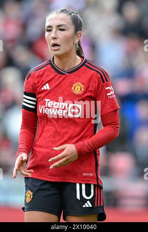 Katie Zelem of Manchester United Women, during the Adobe Women's FA Cup Semi-Final match Manchester United Women vs Chelsea FC Women at Leigh Sports Village, Leigh, United Kingdom, 14th April 2024  (Photo by Cody Froggatt/News Images) Stock Photo
