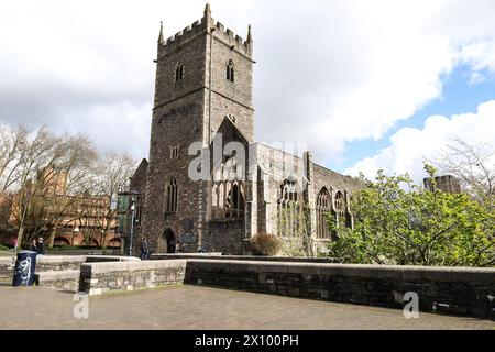 Bristol, England- March 29, 2024: Beautiful St. Peter's Church in Castle Park, Bristol Stock Photo