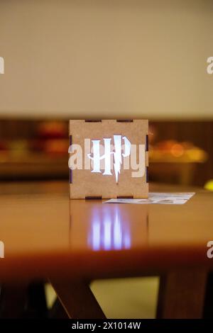 party decoration with a Harry Potter theme in Rio de Janeiro, Brazil - January 14, 2024: Details of a party decoration with the theme of the most famo Stock Photo