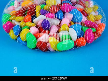 Mesh with colorful decorative stones Stock Photo