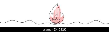 Continuous editable drawing of fire icon. Flame symbol in one line style. Stock Vector