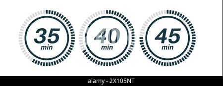Clock symbols, stopwatch signs, Timer icons. Stock Vector