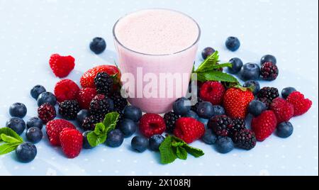Yogurt smoothie with fresh berries Stock Photo