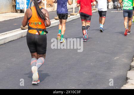 Salvador, Bahia, Brazil - September 15, 2019: Runners are seen running during a marathon in the city of Salvador, Bahia. Stock Photo