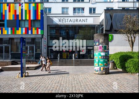 Ixelles, Brussels, Belgium - April 13, 2024 - Students at the campus restaurant of the ULB Stock Photo