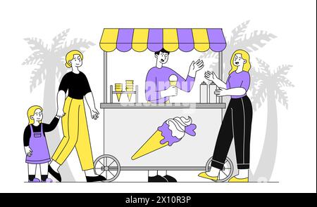 Ice cream vendor vector linear Stock Vector Image & Art - Alamy