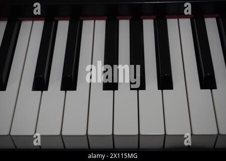 Black and white piano keys close up Stock Photo