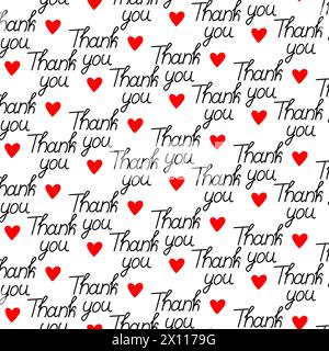 Thank you Thanksgiving lettering with red heart shape Seamless pattern Abstract background Texture Vector design concept for greetings cards, posters, banners wallpaper, wrapping or web EPS Isolate Stock Vector