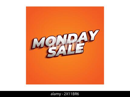 Monday sale. Text effect design in 3D style with eye catching colors Stock Vector