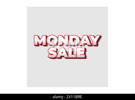 Monday sale. Text effect design in 3D style with eye catching colors Stock Vector