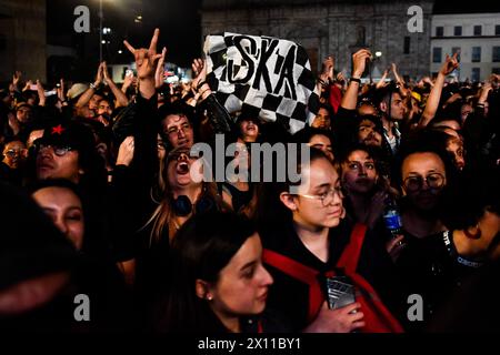 Bogota, Colombia. 12th Apr, 2024. Fans take part during the Paz Rock concert in Bogota, Colombia on April 12, 2024. Photo by: Cristian Bayona/Long Visual Press Credit: Long Visual Press/Alamy Live News Stock Photo