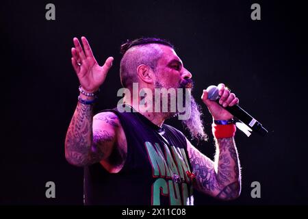 Bogota, Colombia. 12th Apr, 2024. Panteon Rococo plays during the Paz Rock concert in Bogota, Colombia on April 12, 2024. Photo by: Cristian Bayona/Long Visual Press Credit: Long Visual Press/Alamy Live News Stock Photo