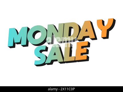 Monday sale. Text effect design in 3D style with eye catching colors Stock Vector