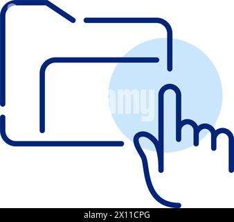 Retrieving or accessing document. File management system. Finger clicking on digital folder. Pixel perfect vector icon Stock Vector